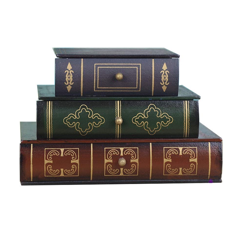 Caja de joyería de regalo para mujer, caja de joyería de madera, decoración de libros creativos, tres pisos, caja de almacenamiento versátil de alta capacidad para joyas, regalos de Año Nuevo