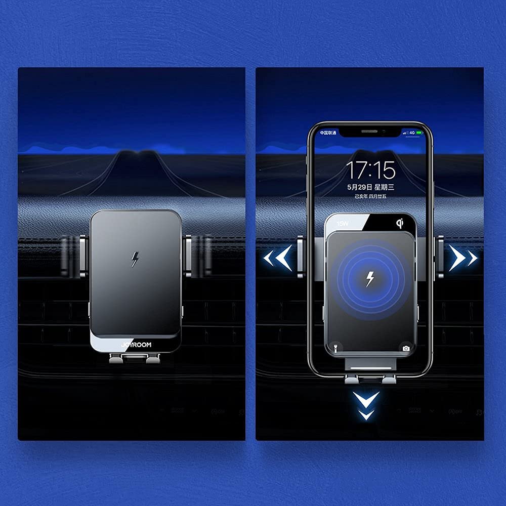 joyroom KFZ Qi Wireless 15 W automatyczna ?adowarka samochodowa elektryczny uchwyt na telefon komórkowy kompatybilny z wentylacj? czarny