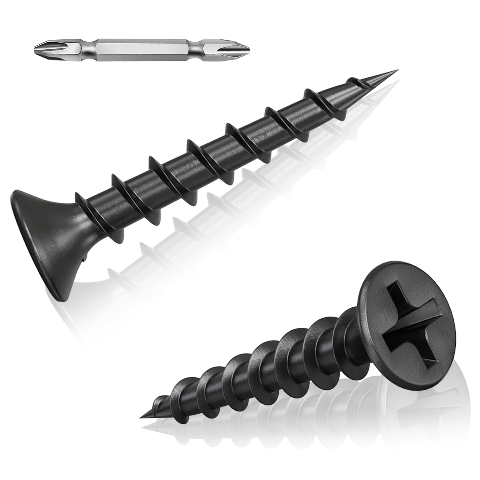 260 Pcs Black Drywall Plasterboard Screws M4 x 35mm Drywall Screws Coarse Cement Board Decking Exterior Wood Screws Phillips Drive with Bit Black Wood Screws for Drywall Sheetrock Wood and Furniture โ image 1