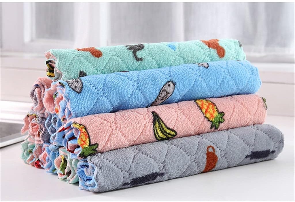 5/10pcs Household Fiber Kitchen Towel Absorbent Thickened Cleaning Cloth Wipe Countertop Kitchen Towel 27 * 16cm(27 * 16CM-10PCS)