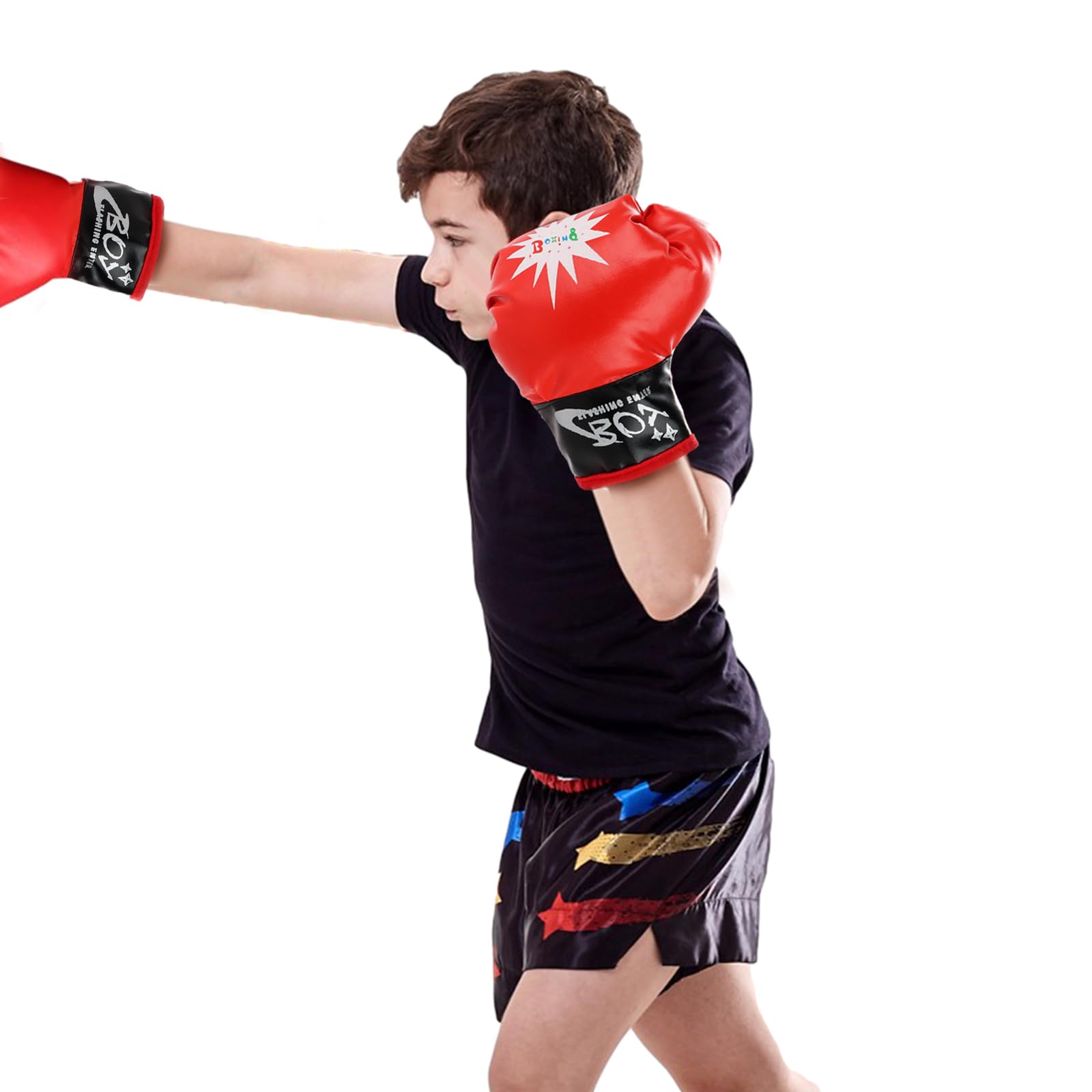 Ensemble de de Boxe pour Enfants, Rembourrage en Cuir PU Absorbant Les Chocs et EVA, Mitaines de Frappe, Kit de Kick Pack pour Entraînement de