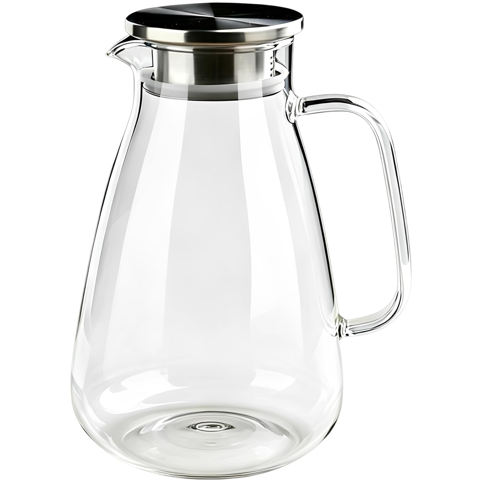 Glaskrug mit Deckel, 2000 ml / 68 oz, hitzebeständige Borosilikatglasflasche für Eistee, Saft und Heißgetränke, passt in die Kühlschranktür, breite Öffnung, leicht zu reinigen