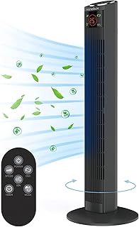 Senelux Tower Fan 36" Oscillating Fan with Remote, Quiet Cooling Fan Features 3 Modes 3 Speeds, 70° Oscillation Auto off Backlight and 12H Timer, Portable Standing Floor Fan for Bedroom, Home & Office