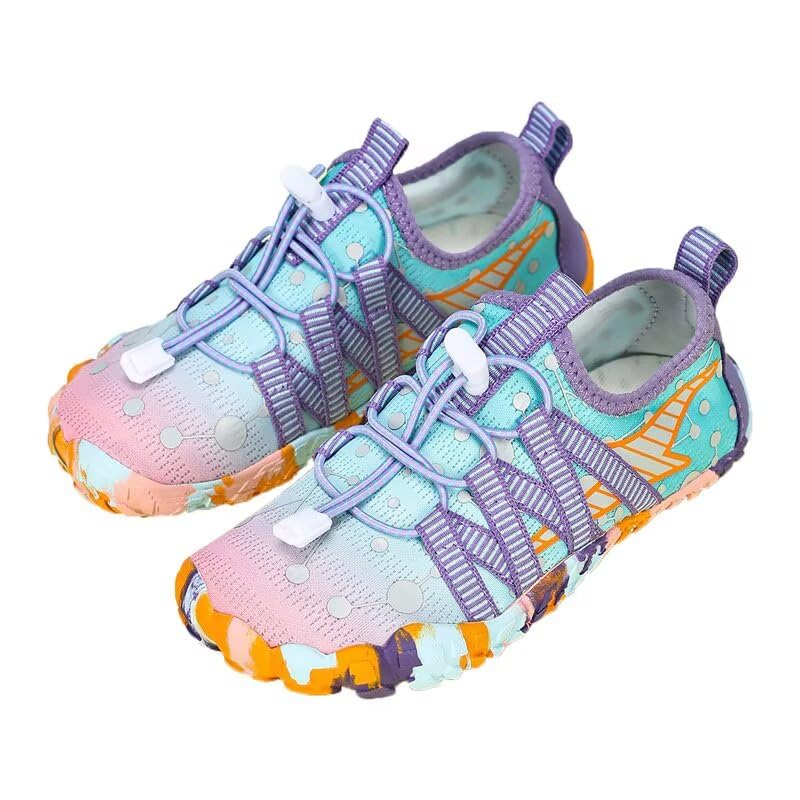 Unisex Kids Breathable Mesh Wide Rubber Sole Beach Shoes for Outdoor Fishing Summer Upstream River Sea Boat Aqua Sport Holiday Purple 9.5 Toddler