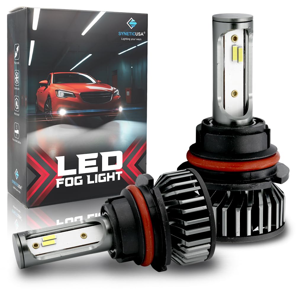 Syneticusa 9007 LED Fog Powersports Light Bulbs 120W CSP 6000K White, Quick Installation Pack of 2