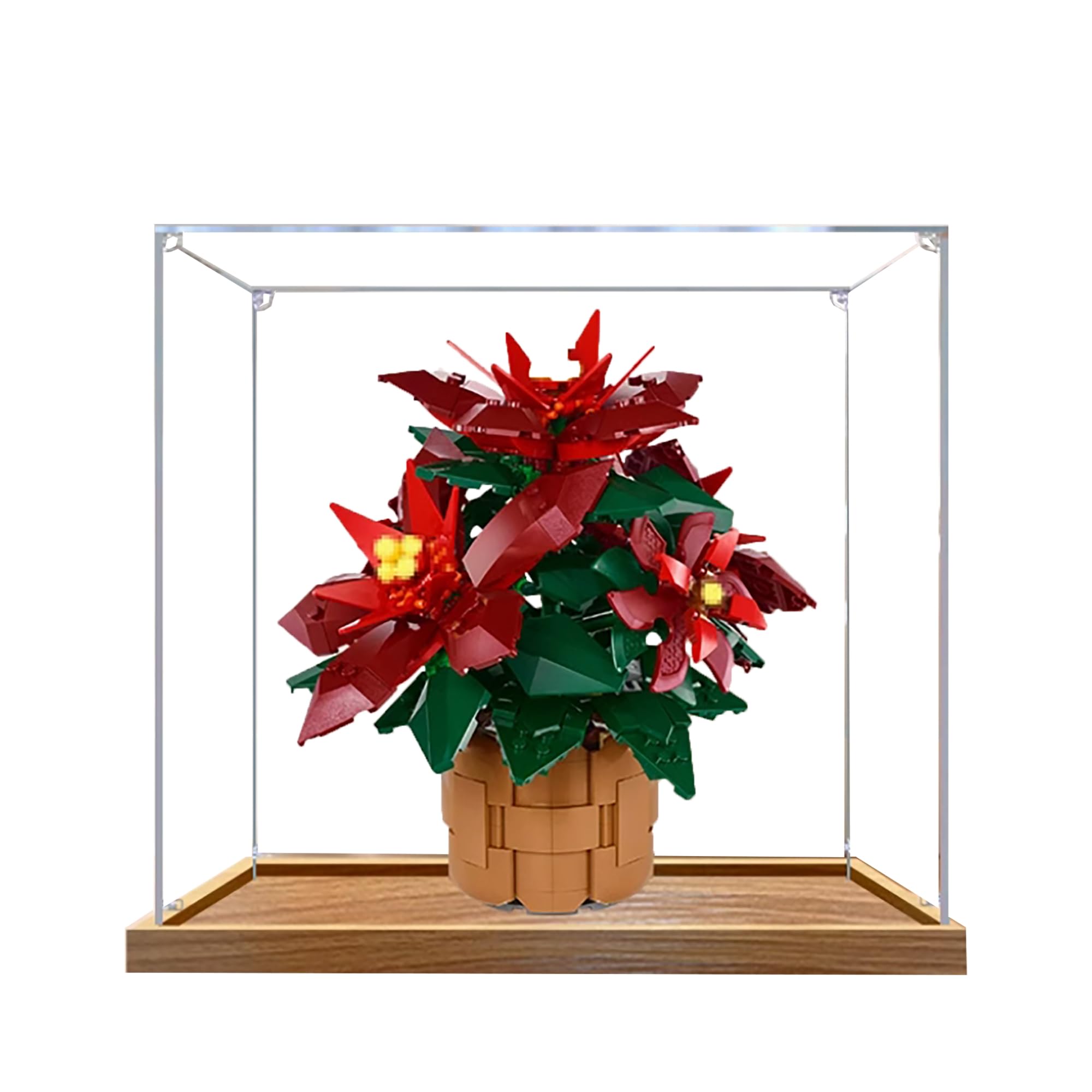 Acrylic Display Case for Lego 10370 Poinsettia, 3mm Dustproof Display Box, Display Case Compatible with Lego 10370(Model Not Included) (Snap Button 2MM)