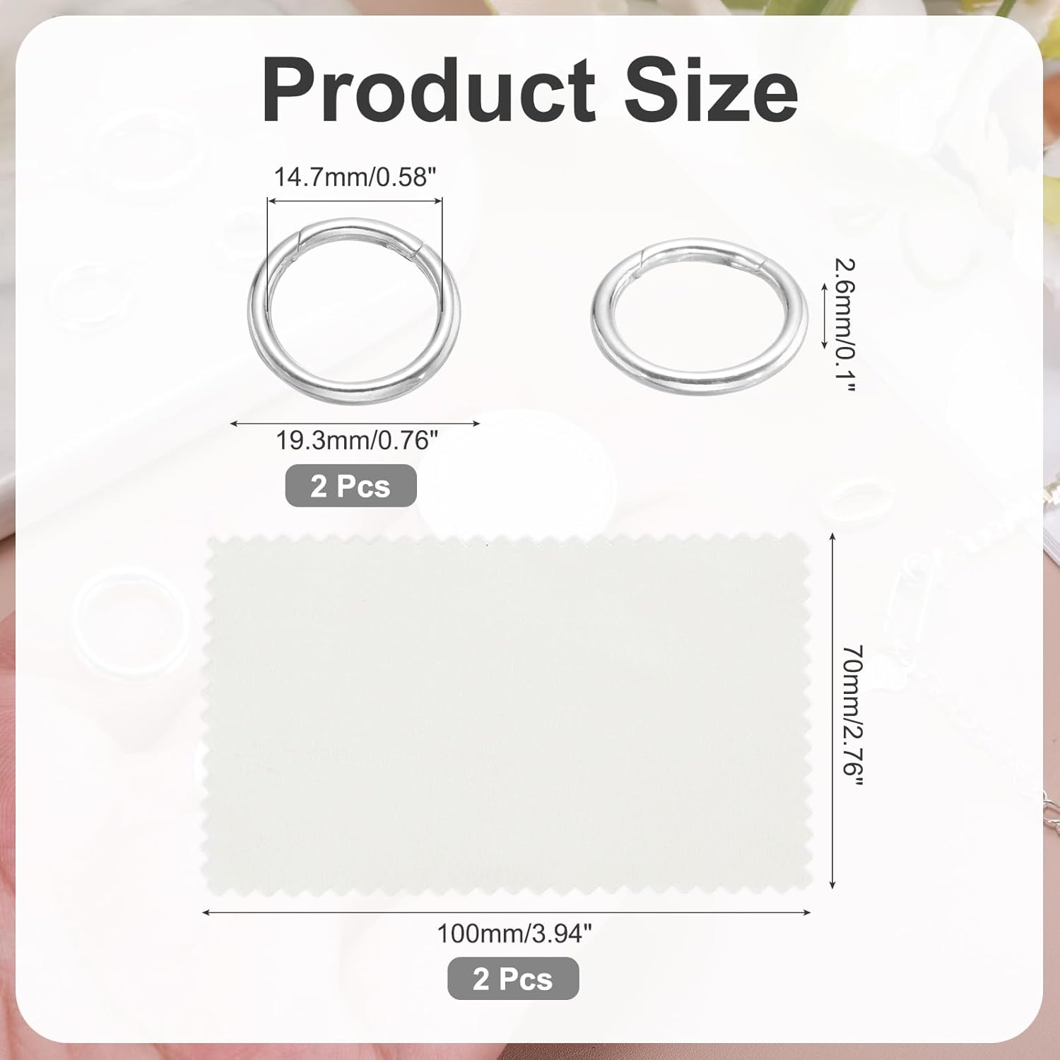 PATIKIL 19.3mm 925 Sterling Silver Spring Gate Rings, 2Pcs Round Spring Clasps Necklace Enhancer Shortener Closures Connector for Jewelry Making Necklaces DIY, Silver Tone - Image 2