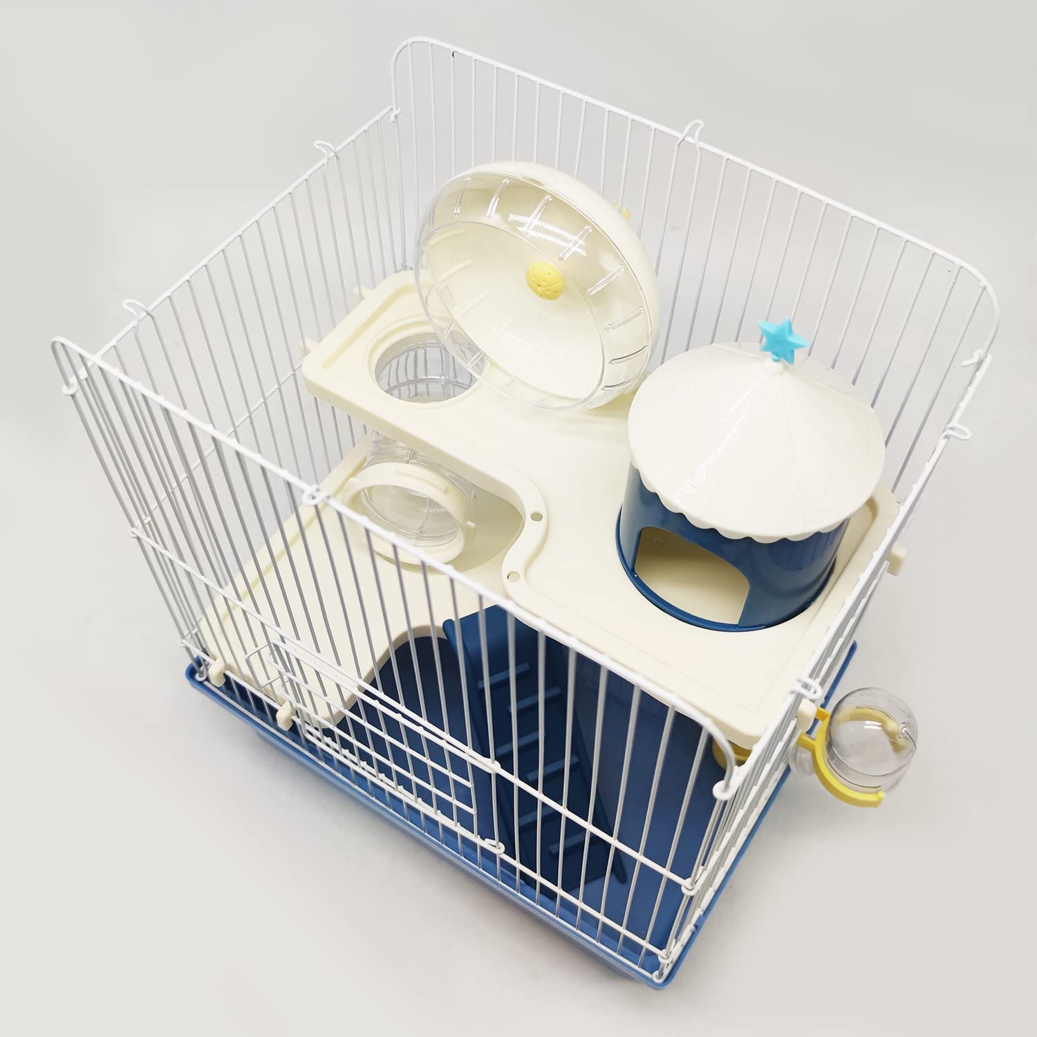 BPS Hamster Cage Mini House Chalet for Hamster with Feeder Drinker Wheel Tunnel Random Color BPS-1382, 27 cm L x 20 cm W x 33 cm H - Image 4