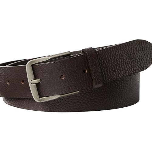 Calvin Klein Cintura da uomo classica piatta in pelle da 3,5 cm, Marrone (Delicioso/Argento Antico), 105