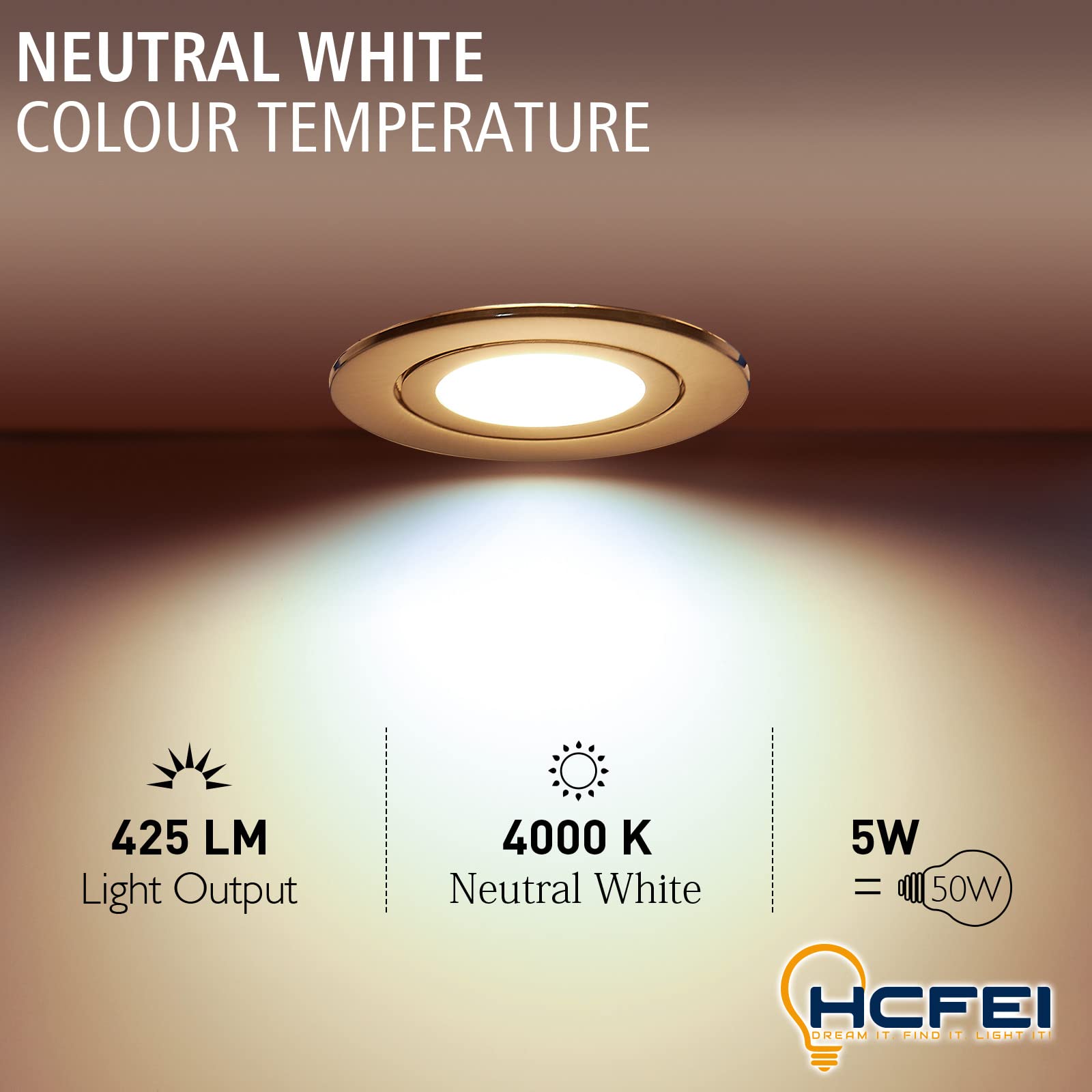 HCFEI Juego de 3 focos LED empotrables redondos, planos, 5 W, intensidad regulable, 230 V, IP44, aptos para baño, cocina, diámetro de 60 – 70 mm, orificio de perforación (plata – blanco neutro)