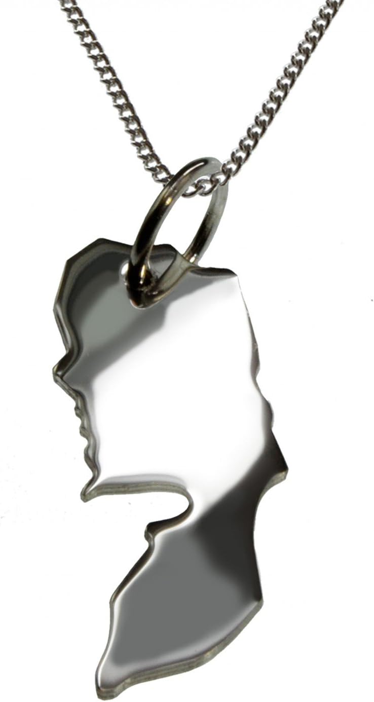 50 cm necklace and Palestine pendant in solid 925 silver