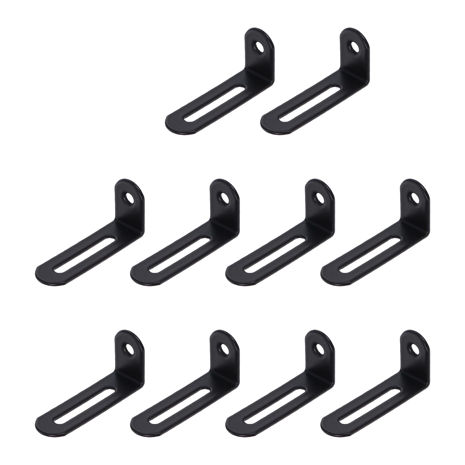 sourcing map 20Pcs Adjustable L-Shape Corner Brace, 24mm x 53mm x 16mm Metal Slotted 90 Degree Right Angle Corner Shelf Bracket Support Brace for Wooden Furniture Cabinet, Black