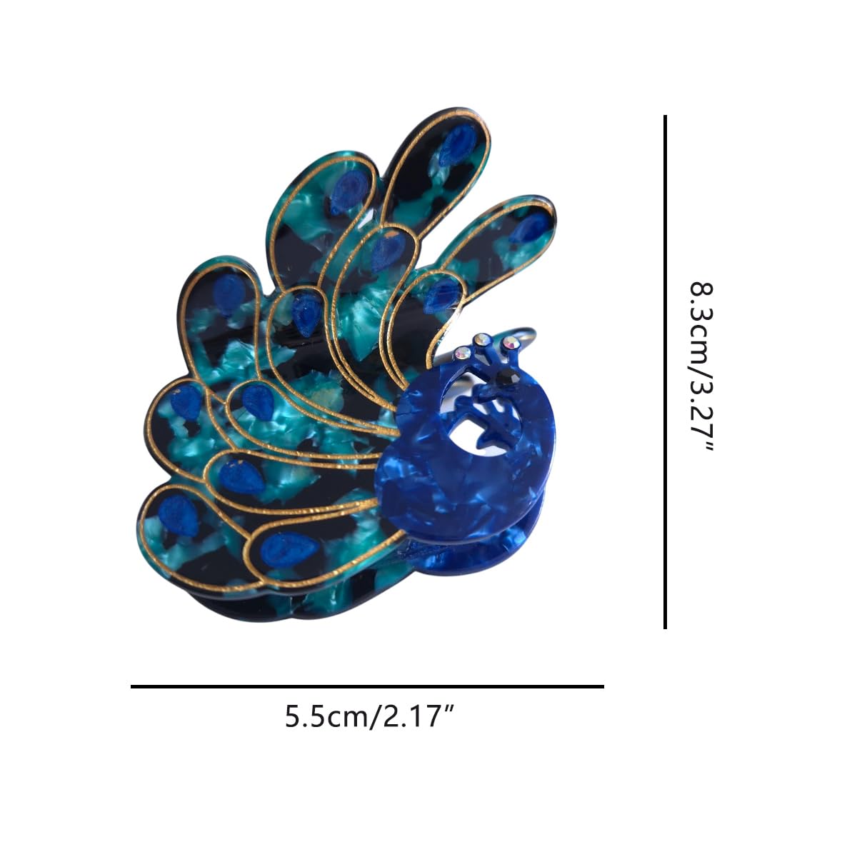 Fancy Peacock Hair Clip,Novelty Acetate Claw Clips,Small Hair Clips for Women,Funny Hair Clips,Green - Image 2