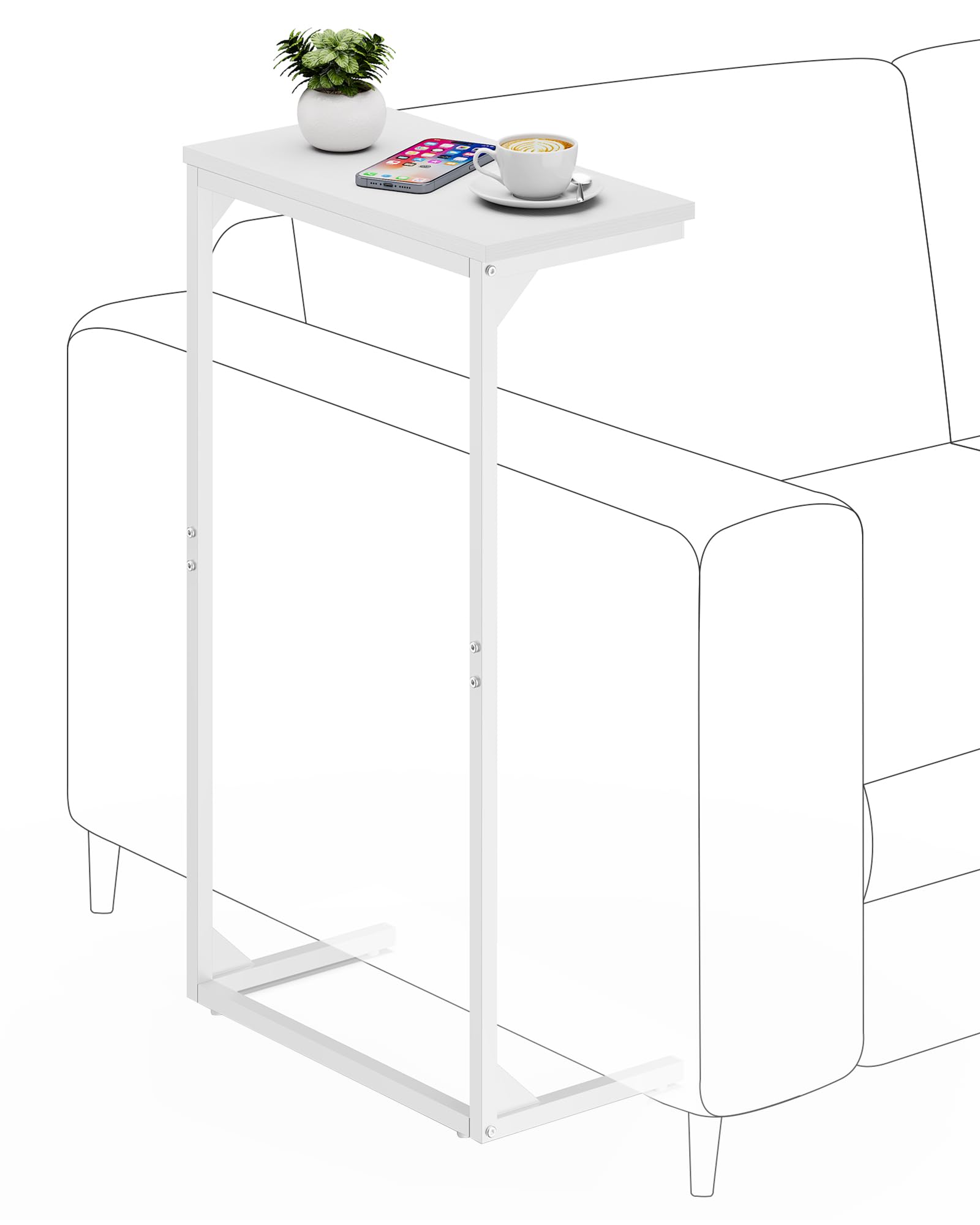 Snapklik.com : Small Side Table, C-Shaped End Table, 28.7 Inch Tall ...