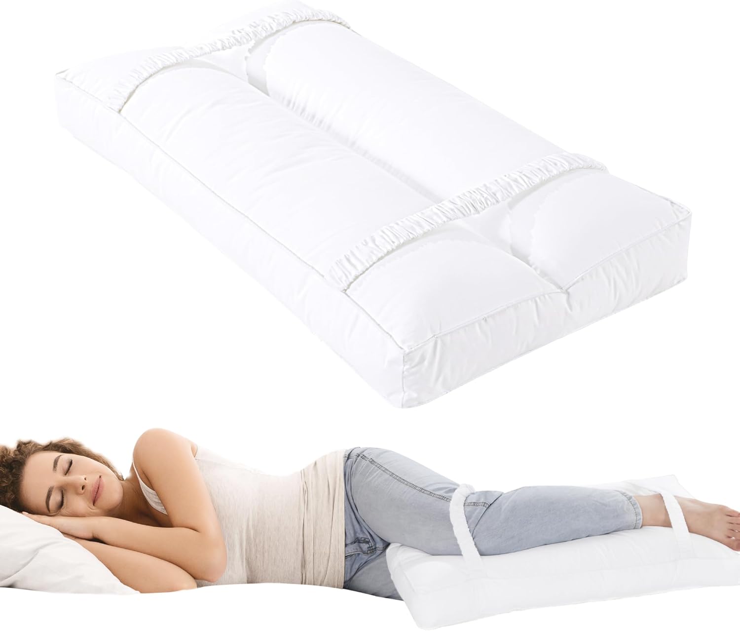 BALAPET Knee Pillow for Side Sleepers, 3” Height 100 Cotton Cover