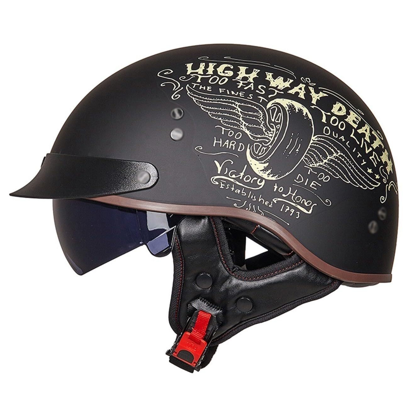 Casque moto allemand vintage demi-coque XL confortable pour grand trajet