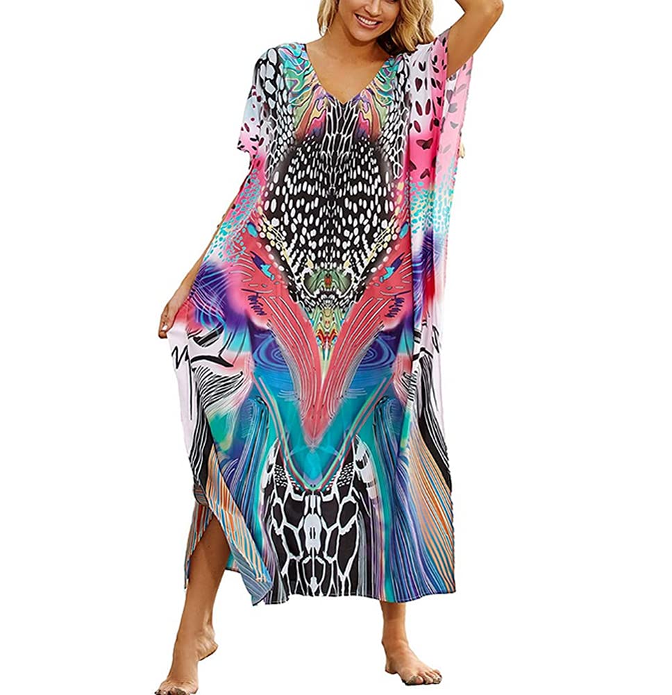 Yiyuan Womens Turkish Kaftans Loose Beachwear Long Swimsuit Cover up Caftan Beach Dress