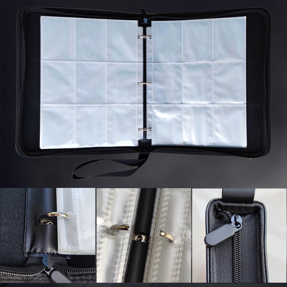 Baseball Card Binder Trading Card Albums: Fits 900 Cards with 50 Removable Sleeves Sports Games Card Protector Holder Black