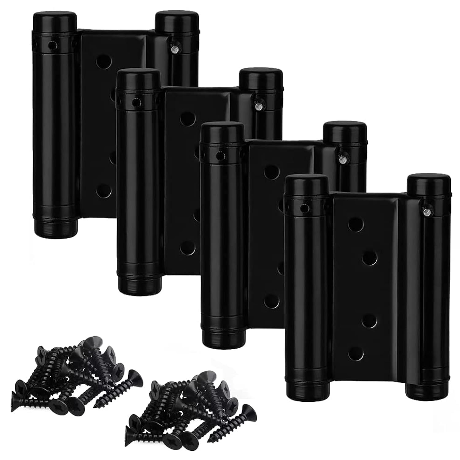 Young Wolf Double Action Stainless Steel Door Hinges, 76mm, 2 Pairs, 3in, Black