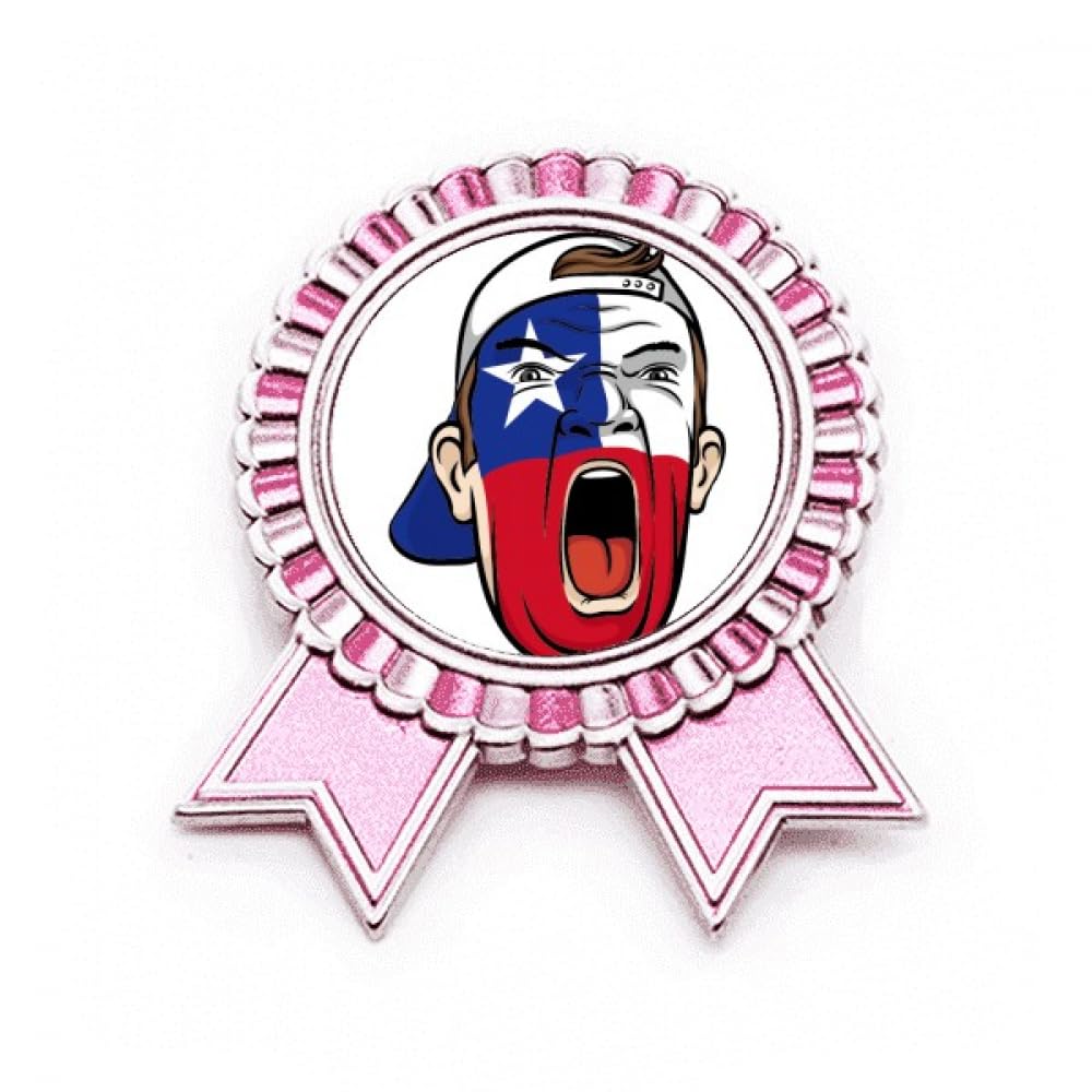 Broche drapeau du Chili en métal rose taille M pour maquillage - 4