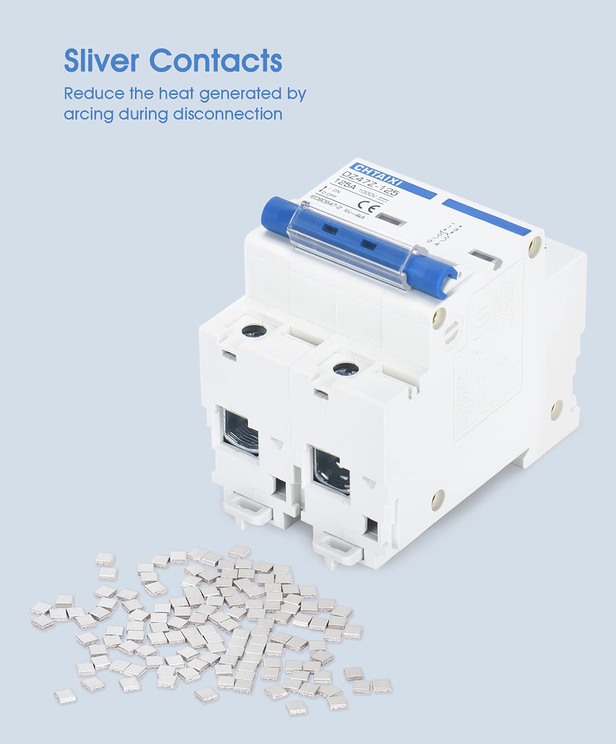 DC Miniature Circuit Breaker, 2 Pole 1000V 125 Amp Isolator for Solar PV System, Thermal Magnetic Trip, DIN Rail Mount, Chtaixi DC Disconnect Switch C125: Tools & Home Improvement