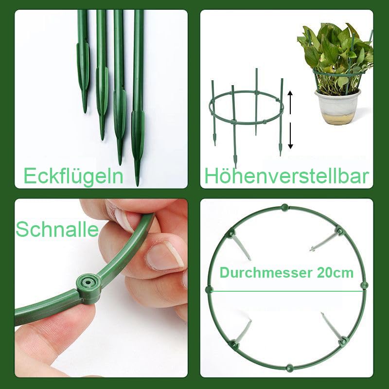 Supporti Per Piante Da Giardino - 20 Pezzi In PP Verde, Per Rose, Pomodori, Fiori - Foto 4
