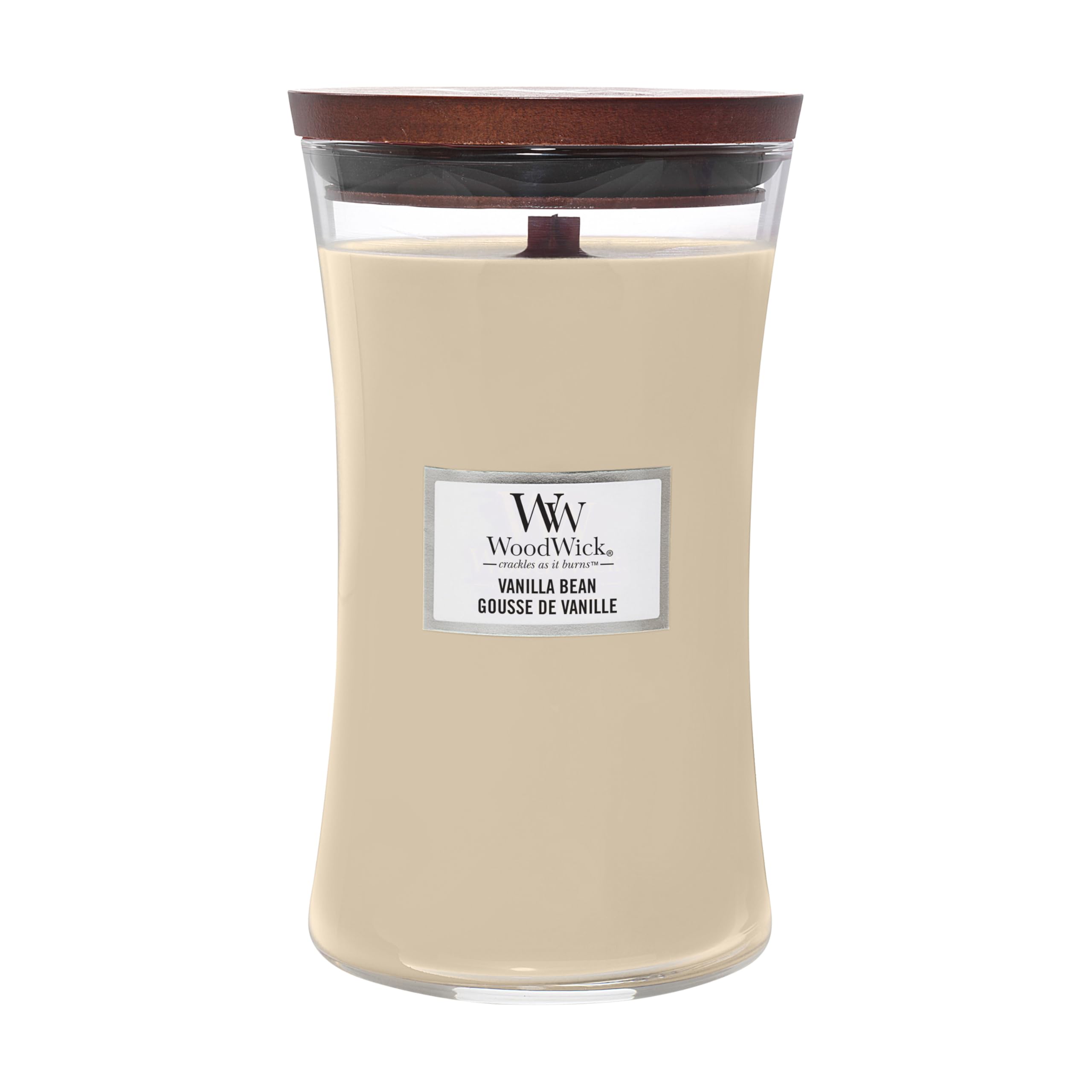Woodwick Hourglass Vela Aromática en Tarro Grande, Blanco (Vanilla Beans), 610g