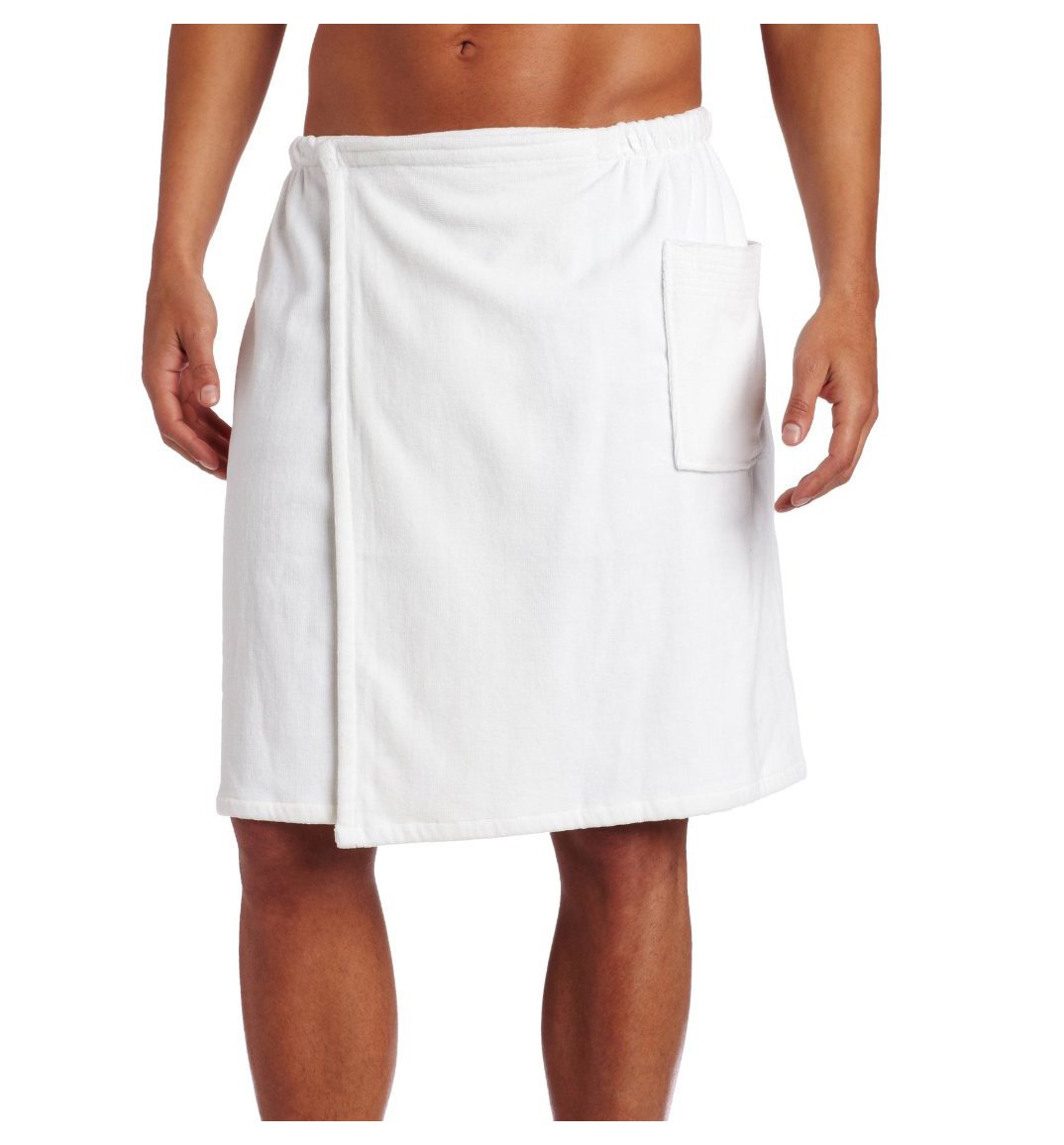 robesale Pure Cotton Terry Cotton Bath Spa Men's Wrap Towels, Small/Medium, White