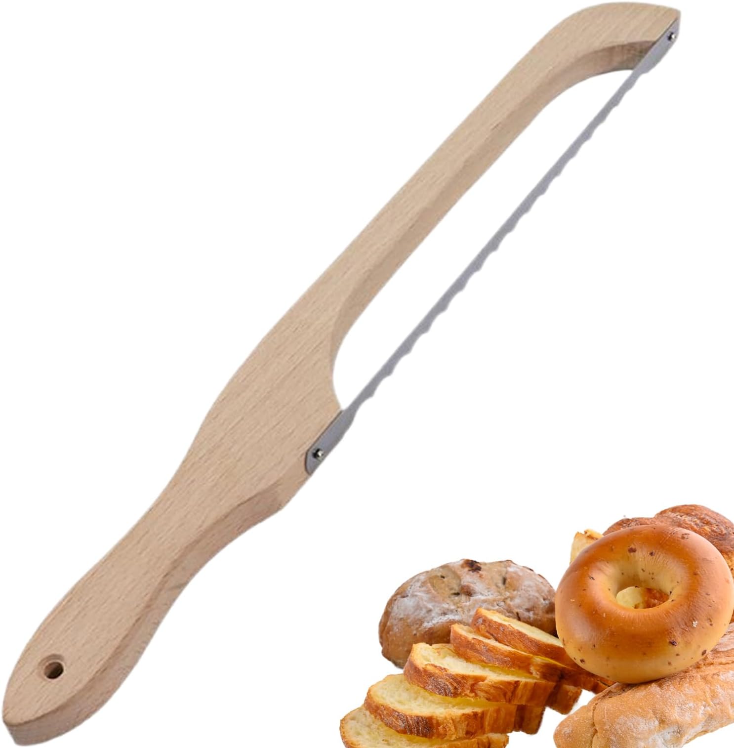 Bread Bow Cutter, Bread Cutter for Slicing, Serrated Bread Saw Slicer - Cutting Tools Fiddle Bow Baking Tools, Bakery Supplies for Homemade Bagels, Baguettes and More