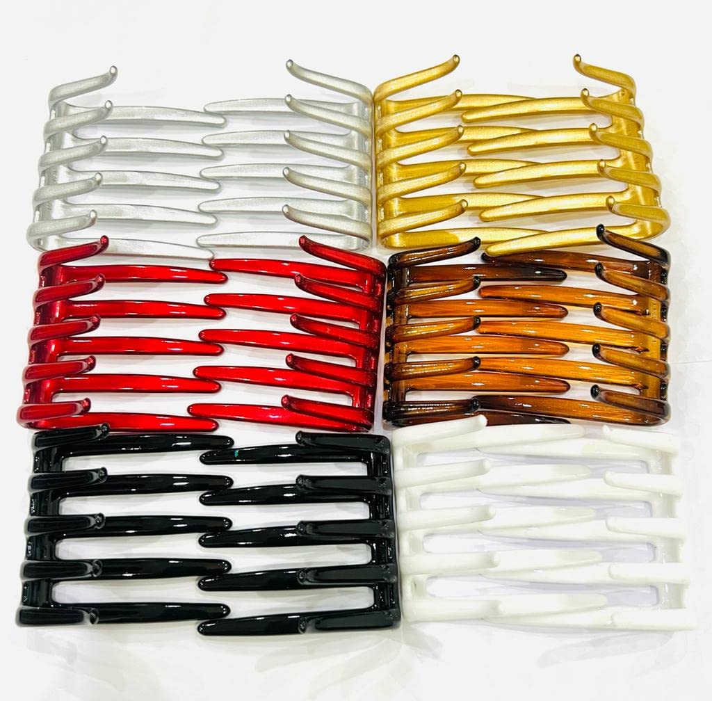 DEEGLO French Juda Ccrab Two Sides Interlocking Hair Clip Set (Set of 6