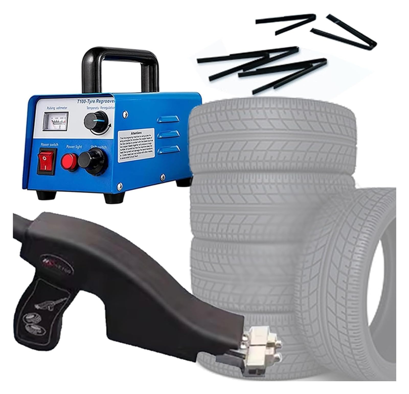 Outil à rainure pneumatique, machine portative chauffée pour rainurer des pneus, rechapage de vieux pneus, kits de découpe pour redessiner des pneus avec 20 lames