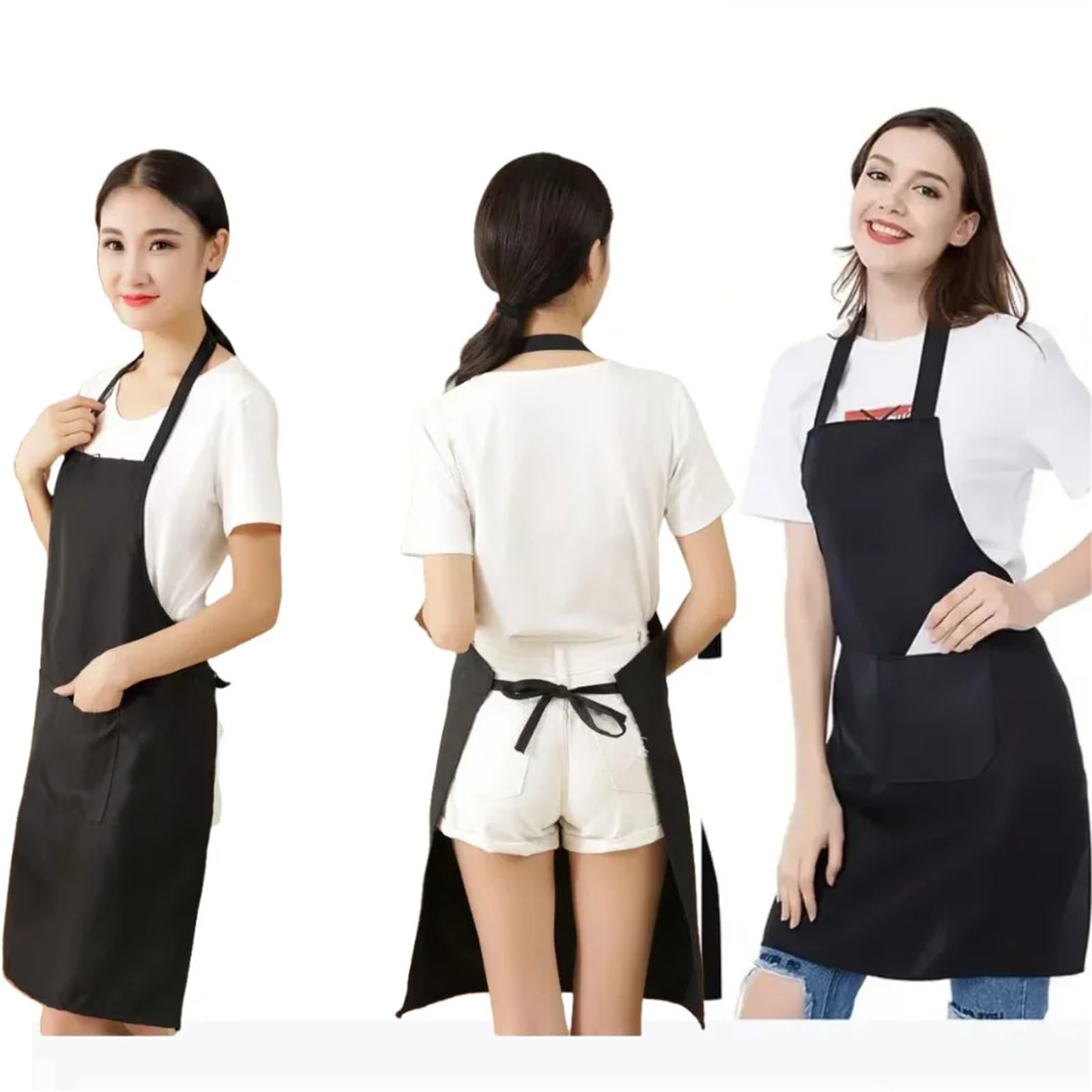 Grembiuli neri da 8 pezzi - Con grandi tasche per Cucinare