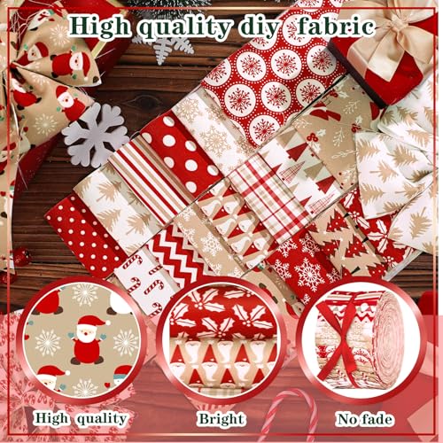 Fanfanwin WAP-FANFANWIN-201 40 Pcs Hot Cocoa Christmas Quilting Fabric Jelly Fabric Squares Patchwork Roll 2.56 Inch Precut Red And White Snowflake Fabric Strips thumb #5