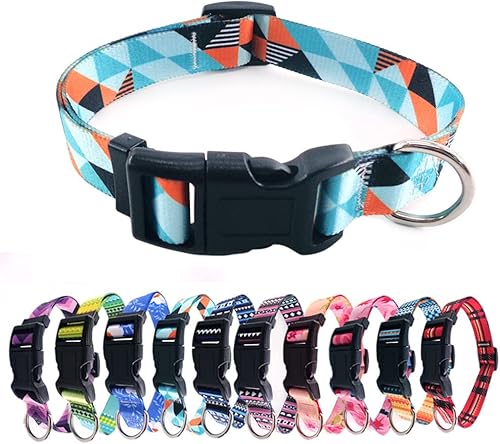 Miniatura 15 de Love Dream Collar de perro resistente con hebilla de liberación rápida ajustable con patrones geométricos florales para perros pequeños, medianos