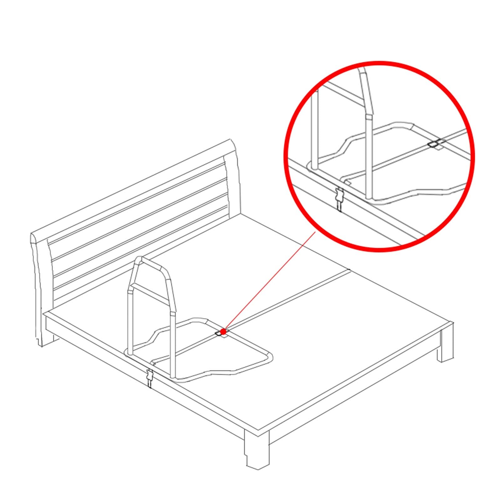 Sponda Letto di Sicurezza, Aiuto alla Mobilità con Utile Tasca Portaoggetti, Maniglia per Binario di Aiuto al Letto Carico Massimo 136KG