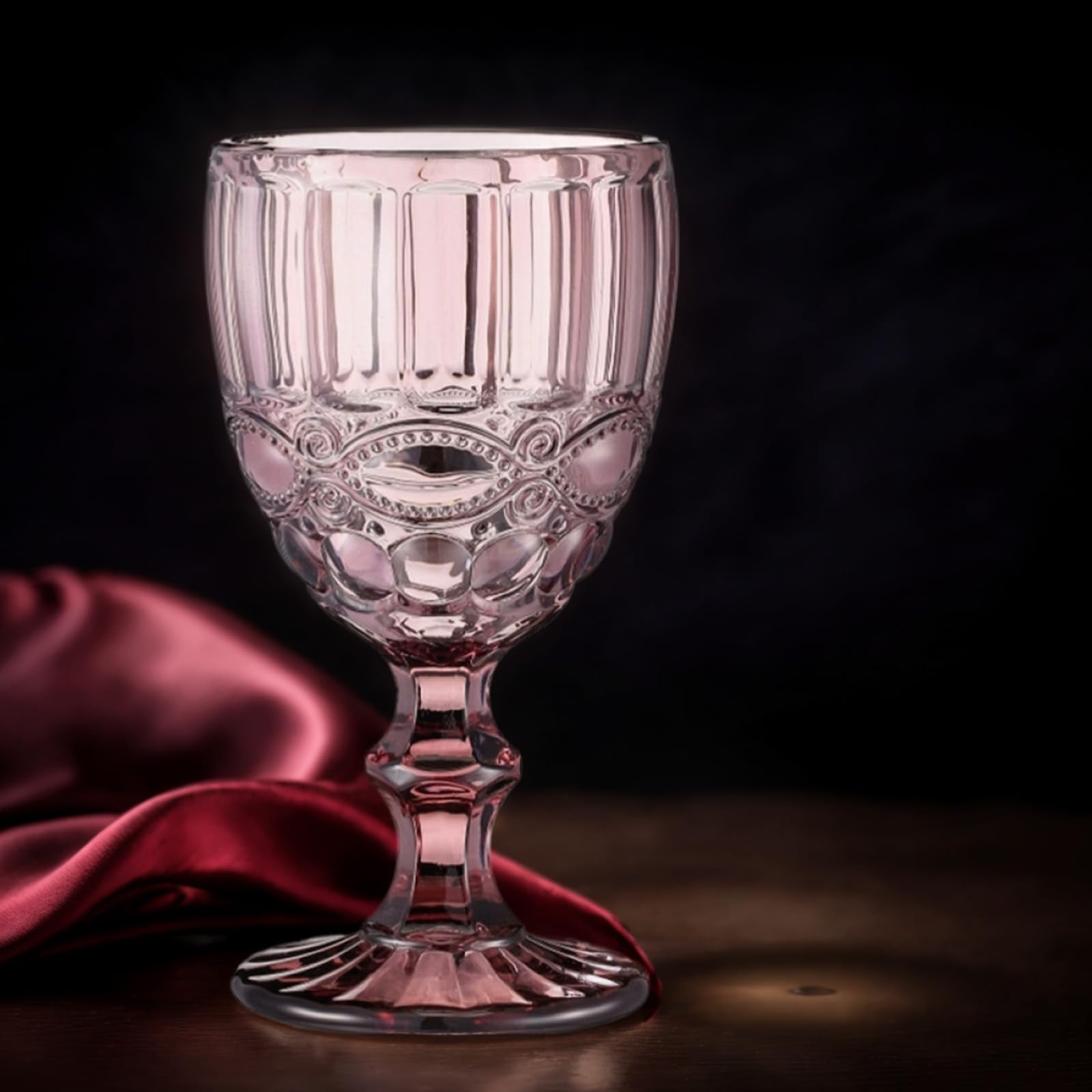 4 bunte Kristall Weinkelche, Säfte, Trinkbecher, geprägtes Muster, Glaswaren, Glas, Haushaltsgetränke, Trinkgläser