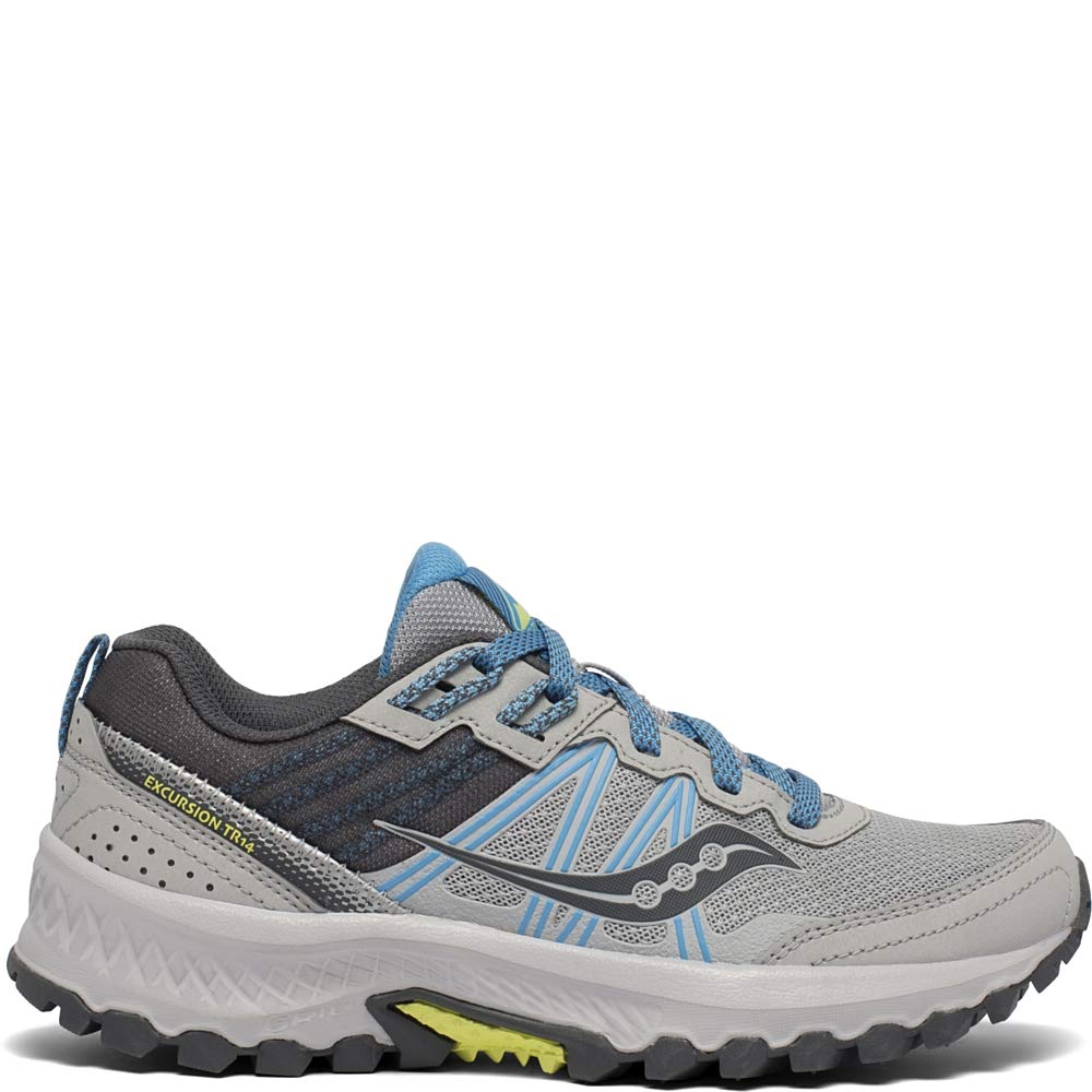 Saucony Women's Excursion TR14 Trail Running Shoe, Grey/Blue/Glade, 8