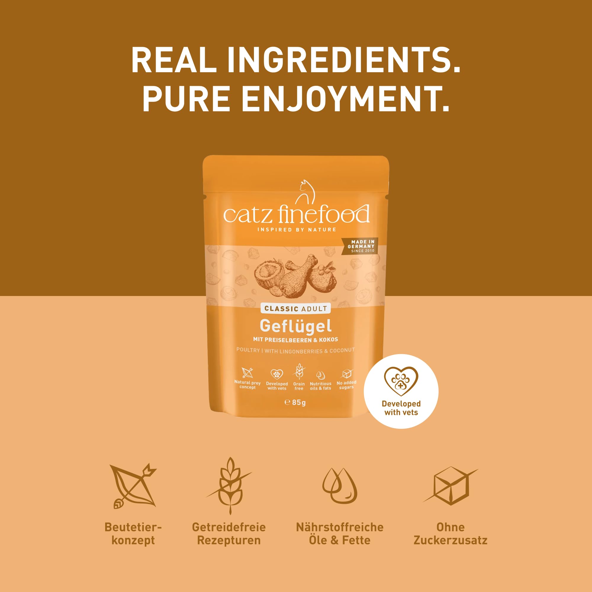 catz finefood N° 3 - Nourriture Humide pour Chats - Nourriture Fine - sans céréales ni Sucre - Haute teneur en Viande - 24 sachets de 85 g