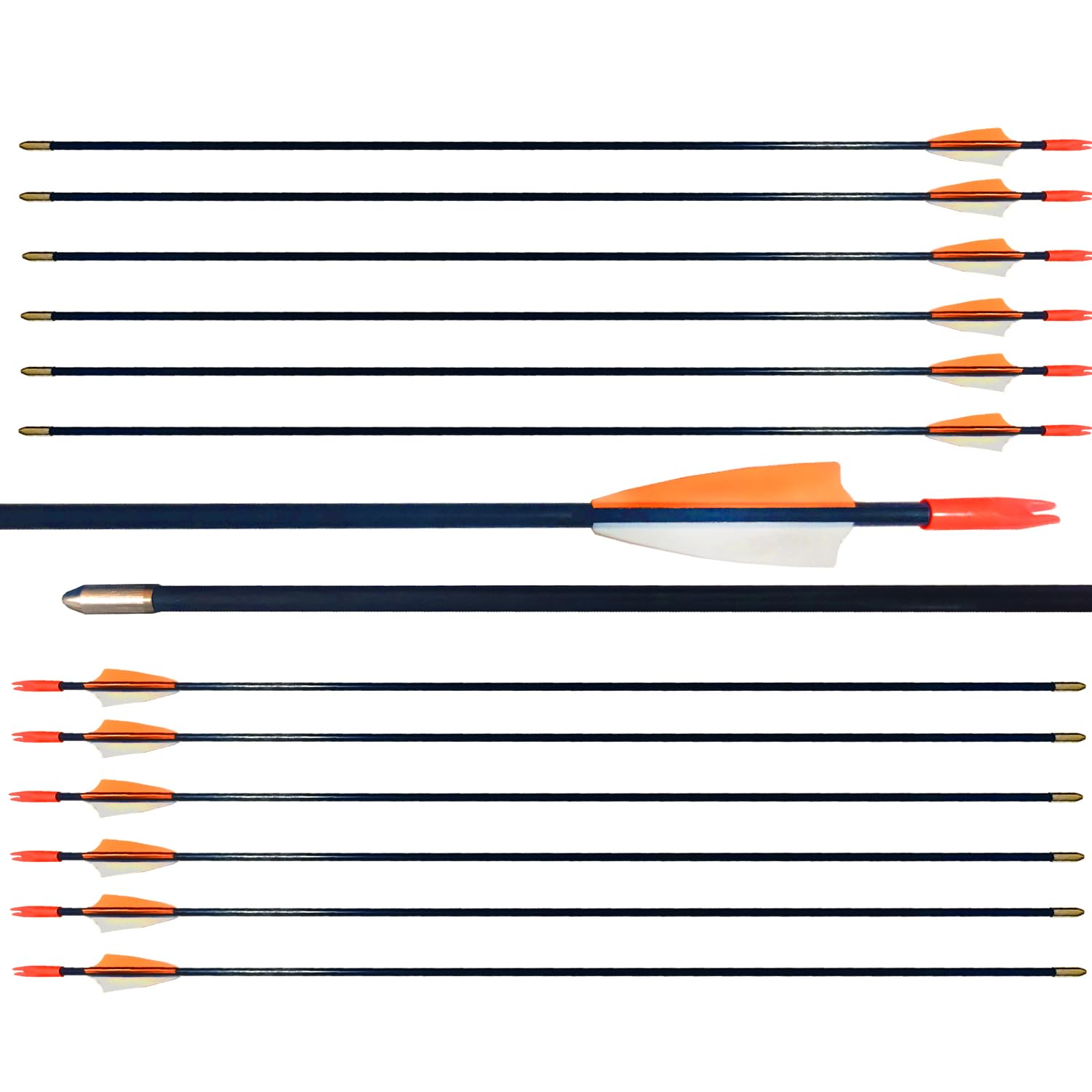 28 inch / 31 inch Target Arrows Practice Fiberglass Arrow for Kids Youth Beginner, Safety Blunt Tip Arrows for Archery Recurve Bow Long Bow -12 Pack