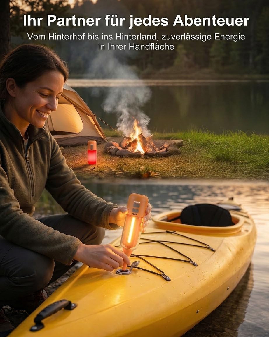 Elektrische Luftpumpe Akku, 4000 Pa Mini Luftpumpe 430 L/min, Tragbare Air Pump mit 5 Düsen & LED-Licht, 2-in-1 Aufblasen & Entleeren, für Camping, Luftmatratze, Schwimmring, Vakuumbeutel