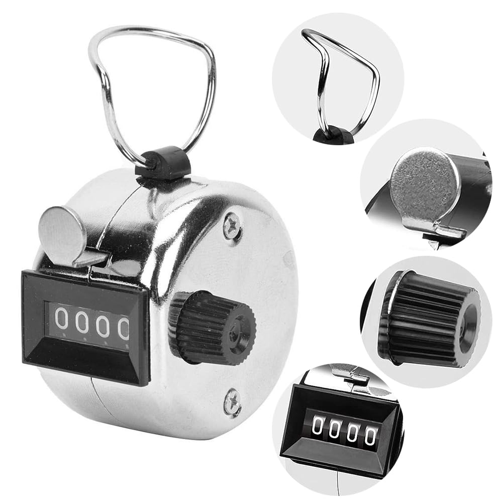 Metallo Contatore Manuale, Contatore Clicker A 4 Cifre, Contatore A Mano In Metallo, 4 Cifre Contatore Meccanico, 2 Pezzi Klicker Counter, Manual Contatore, Per Contare Sport, Allenatore, Scuola, Golf