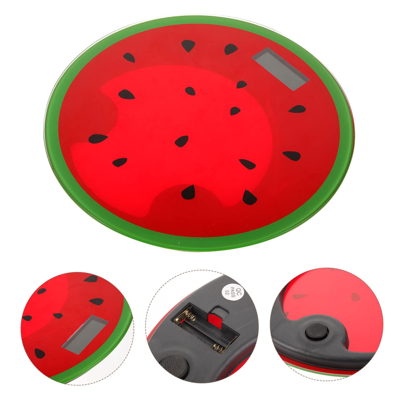 FOMIYES Bilancia Digitale e Design Cartone per Peso a Forma di Anguria Alta Precisione in Vetro Temperato Portatile e Controllo Peso Affidabile per Uso Domestico