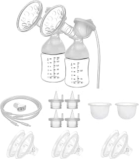 Breast Pump Flange Kit Replacement Compatible with BabyBuddha Zomee Z1 Z2 NCVI 8782/8780, 17/19/21/22mm Cushion Inserts 24mm Flange, Full Set with Bottles Valves Diaphragms Tubing Parts/Accessories