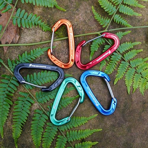FresKaro Wiregate Carabiner Clip, 15kN Wire Gate Caribeener Heavy Duty, Caribeaner Spring Snap Hook, Strong, Lightweight, 5Pack for one of Each Color,Keychain, Key, Gym, Dog Collar, Outdoor Camping - Thumbnail 6