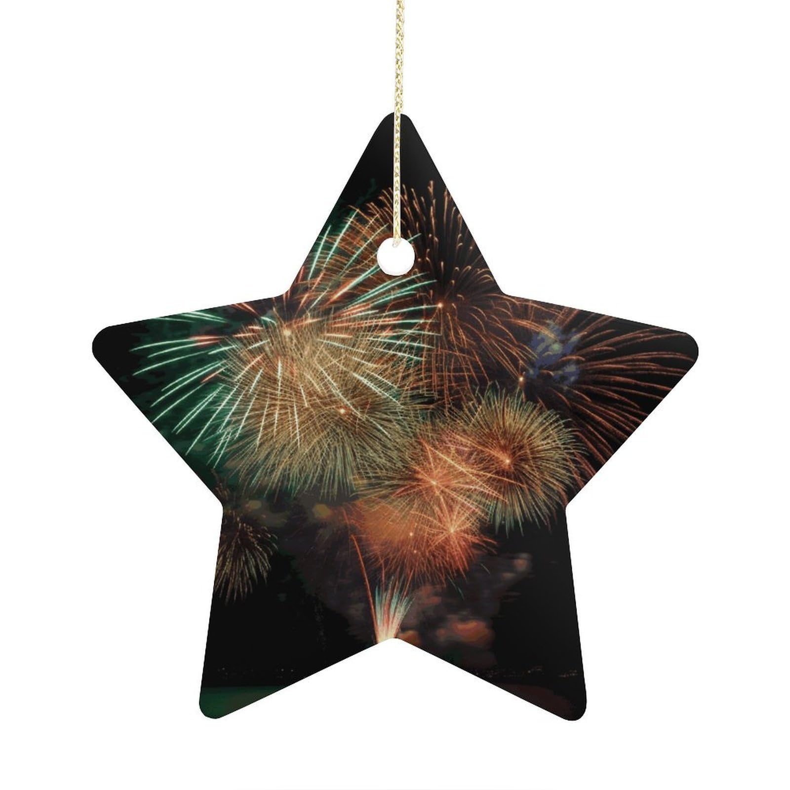 Fodpand Women's Style Fireworks Ornament With String, Keepsake Hanging Decorations,Ceramic Ornaments For Men Indoor Home Holiday Party Gifts