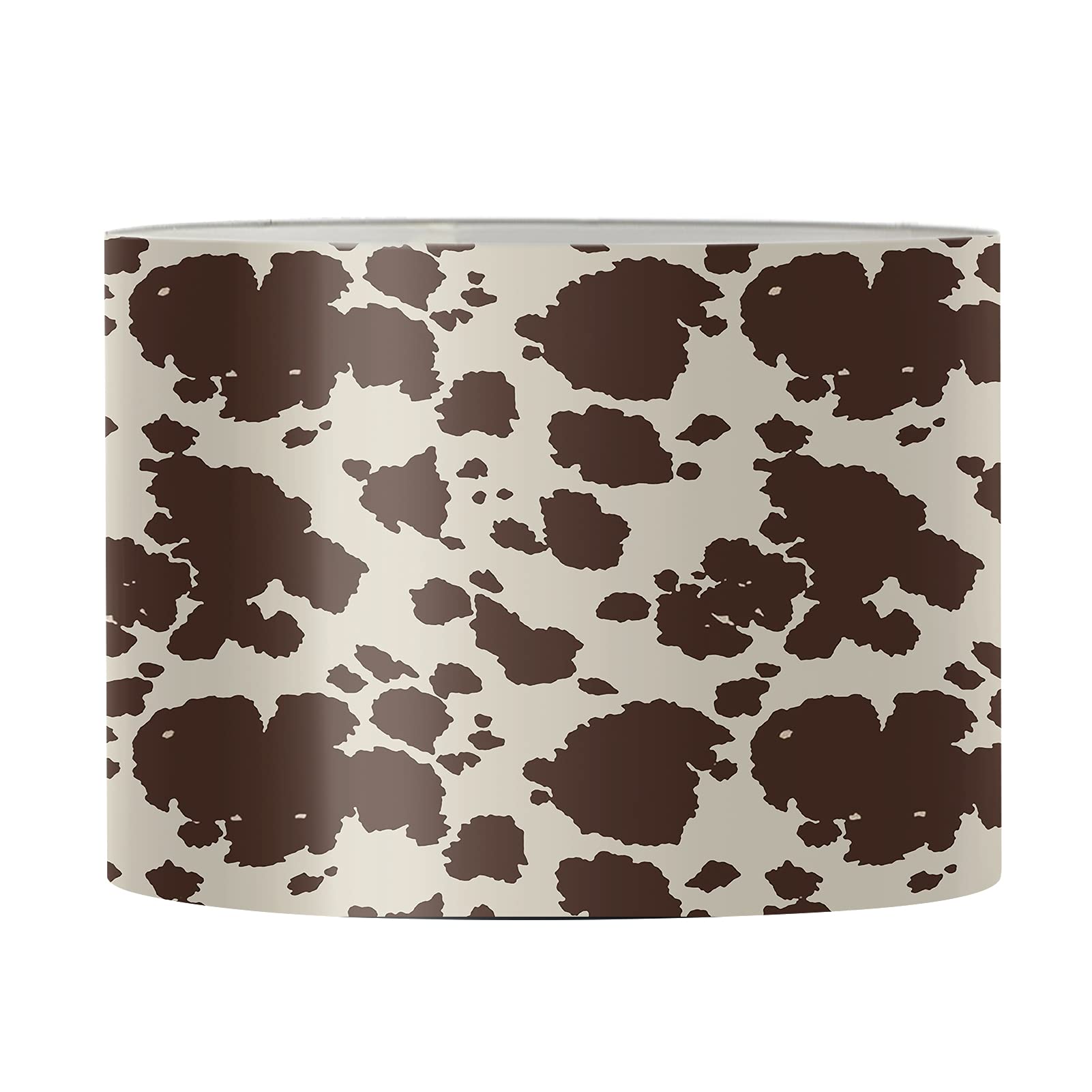Biyejit Brown Cow Print Round Shaped Lampshade, Women Men's Family Lamp Shade for Farmhouse, Office, Home Decor