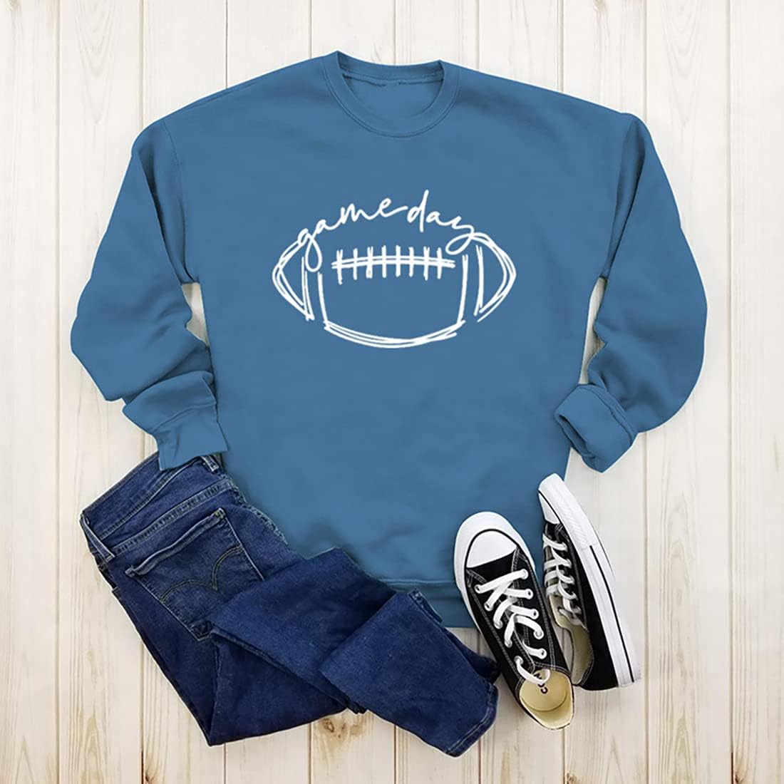 Women Crewneck Long Sleeve Football Game Day Sweatshirts - Image 2