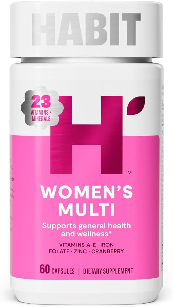 Habit Womens Multi Supplement (60 Capsules) - New Look, Supports General Health & Wellness, 23 Essential Vitamins and Minerals, Fruit extracts, Folate, Iron, B12, Biotin, Non-GMO (1 Pack) : Everything Else