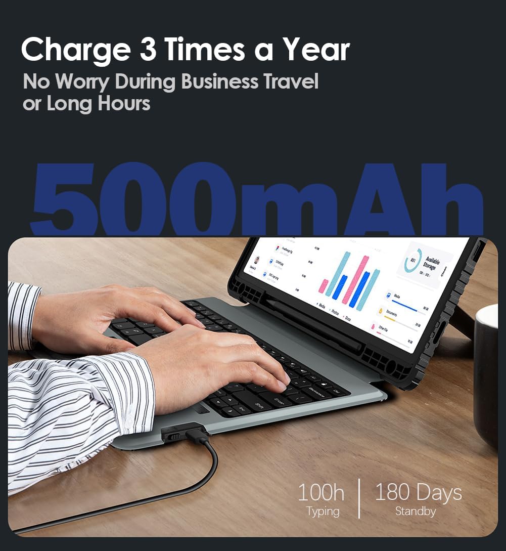 Image showing the Nillkin keyboard case being charged via a USB cable.