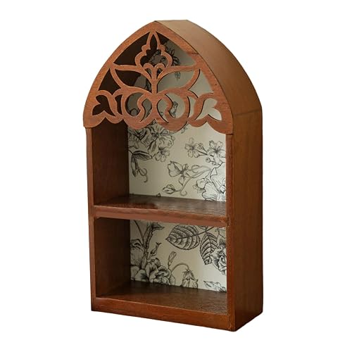 NTCLHFXU Wooden Wall Shelf, Victorian Vintage Craft, Multi Layer Structure Design, Elegant Art Ornament for Home Living Room Bedroom